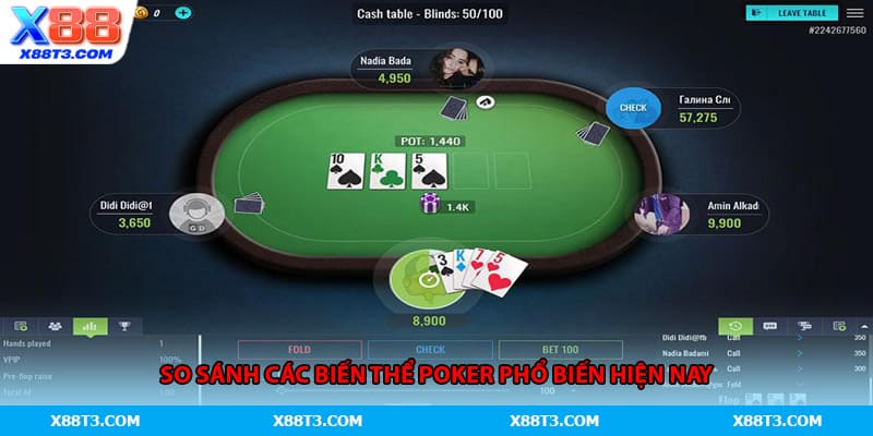 So sánh các biến thể Poker phổ biến hiện nay